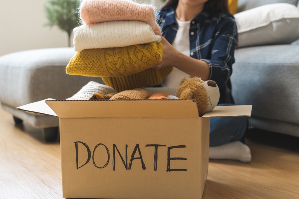 Recycling,,Donation,For,Poor,,Asian,Young,Woman,,Girl,Sitting,Pack